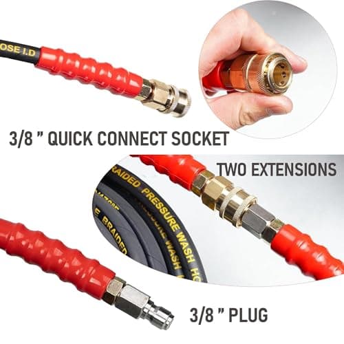 3/8" Quick Connect 50 FT 4000 PSI Kink Resistant Pressure Washer Hose