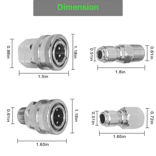 3/8 Quick Connect Stainless Steel Pressure Washer Fitting Set