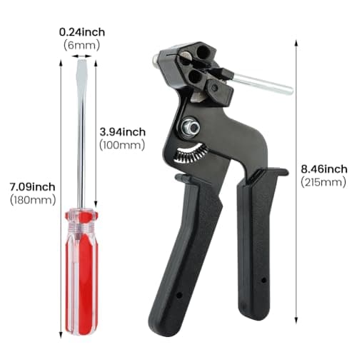 Stainless Steel Zip Tie Gun and Screwdriver Set (Black+Red)