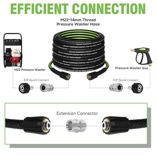 3600 PSI Kink Resistant 50 FT Power Washer Hose for Universal Electric Washers