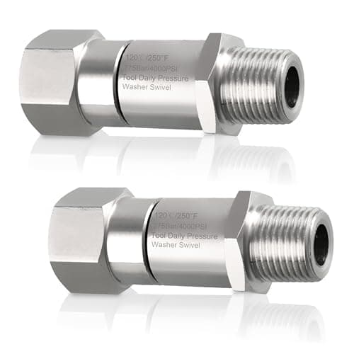 3/8 Inch NPT Stainless Steel Pressure Washer Swivel Fitting, 2 Pack