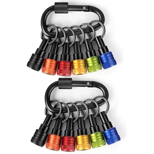 Upgraded 6PCS 1/4 Inch Hex Shank Bit Holder Keychain, Quick-Change Design Gifts (Black)