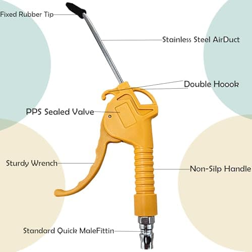High Volume Power Pneumatic Dust Removing Gun with Joint (Deep Yellow, 2 Pack)
