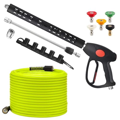 M MINGLE 50 FT Power Washer Hose Kit, 5 Nozzle Tips, Ryobi, Simpson, Craftsman Compatible