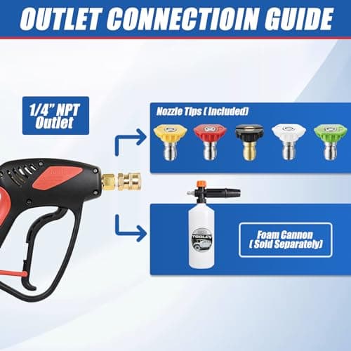 TOOLCY 4000 PSI Short Pressure Washer Gun with Swivel and 3/8" Male Plug