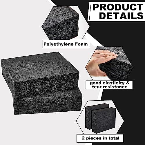 Frienda Black Polyethylene Foam Sheet, 12"x10"x2.125", Cutting Packing Padding