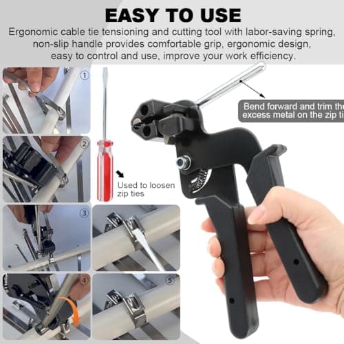Stainless Steel Zip Tie Gun and Screwdriver Set (Black+Red)