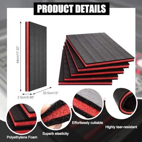 5 PCS Tool Box Foam Inserts for Tool Cabinet Storage Organization Craft
| 17.3x12x1 Inch Tool Foam Sheets Organizer for Toolbox Chest Drawer
| Foam Inserts for Cases Toolbox Cabinet Chest Drawer Storage Solutions