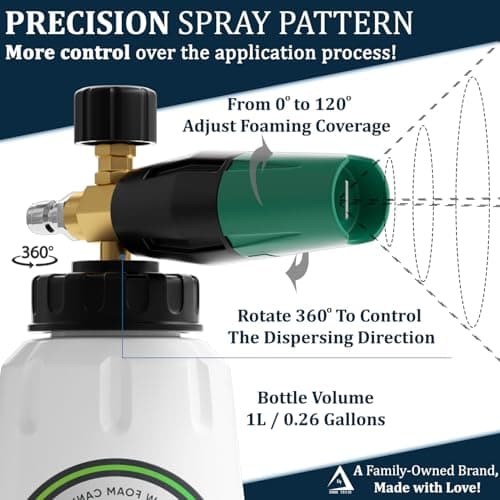 Professional Car Foam Blaster, Heavy Duty 1L Green, Wide Neck & Adjustable Spray