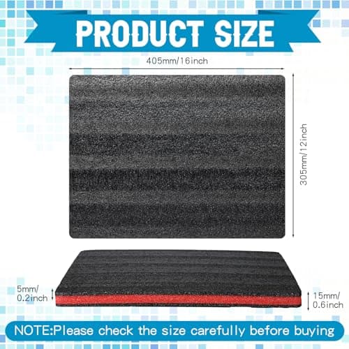 Customizable Polyurethane Foam Sheets for Craft, Tool Box, and Camera Storage (Red, Black, 16 x 12 x 1 Inch)