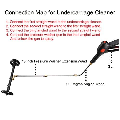 Dual-Function Undercarriage Cleaner for Pressure Washer, 16 Inch, 4000 PSI, 3 Piece Extension Wand