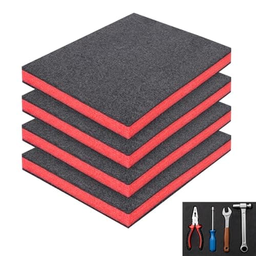 HOSASSPER Red Black Gun Case Foam Organizer, 4pcs 1.5" Thick Spacers Inserts