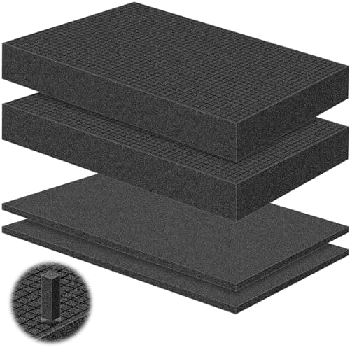 4P Pick and Pluck Pre-Cubed Foam Sheets, Customizable Size, Tool Interlock Box & Camera Storage Cushion Pads (16x12x0.4