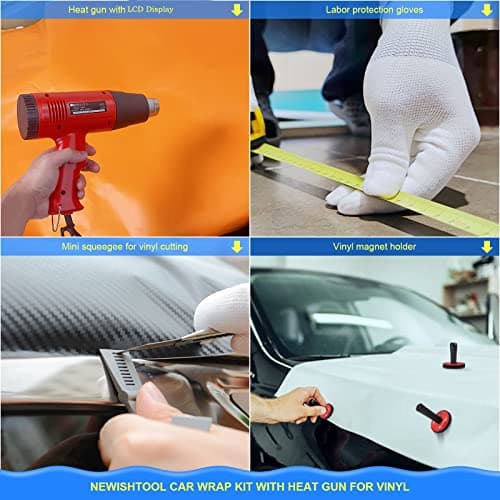 Newistoh Tool Kit with Heat Gun, Car Wrap Tools, Felt Squeegee, Tucking Tool, Gloves, Magnets Holder