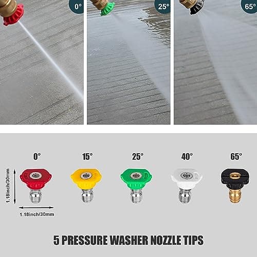 High-Pressure Washer Foam Cannon 1/4" Quick Connect, 5 Nozzle Tips, M22 Inlet Connector