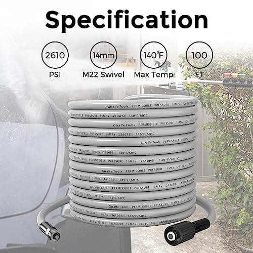 Giraffe Tools 100FT Pressure Washer Hose for Grandfalls Plus+ or Pro