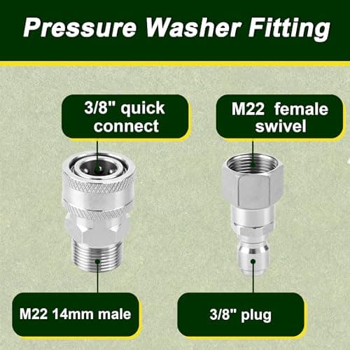 Stainless Steel Quick Connect Kit for Power Washer, Swivel M22 Adapter Set