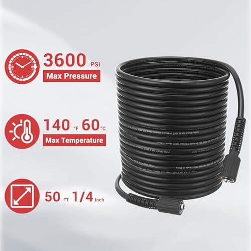 M22-14 Fitting 3600 PSI Daily Pressure Washer Gun & Hose Kit, 50 FT Hose & 5 Nozzle Tips