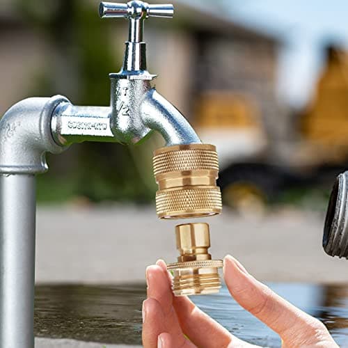 PLG Brass 3/4 Inch Quick Connect Garden Hose Fittings - Leak-Proof 4 Pack