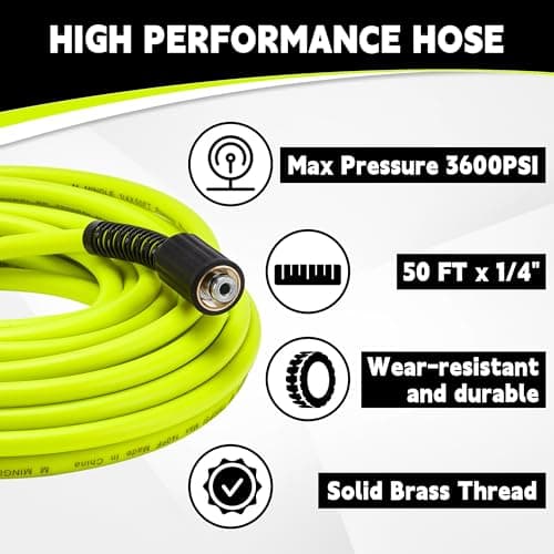M MINGLE 50 FT Power Washer Hose Kit, 5 Nozzle Tips, Ryobi, Simpson, Craftsman Compatible
