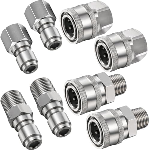 Shimeyao 4 Sets NPT 1/4 Inch Quick Connect Coupler Pressure Washer Adapters