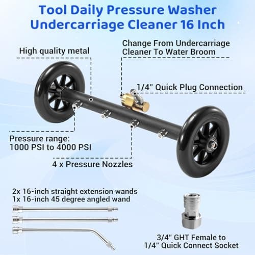 16-Inch Dual-Function Pressure Washer Attachment for Undercarriage Cleaning