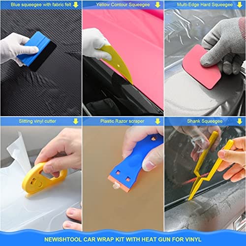 Newistoh Tool Kit with Heat Gun, Car Wrap Tools, Felt Squeegee, Tucking Tool, Gloves, Magnets Holder