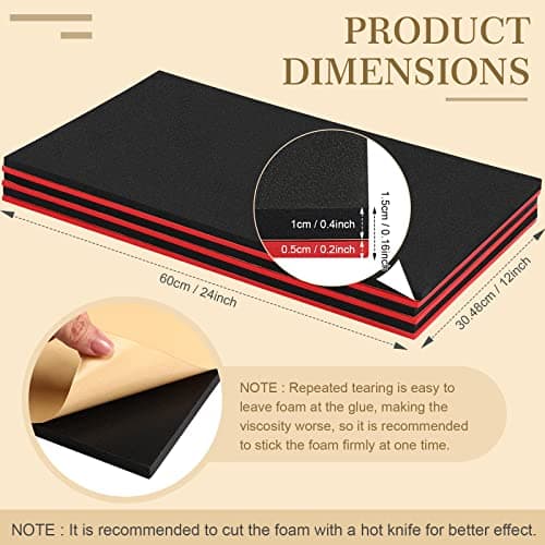 Black Top and Red Bottom Shadow Foam Organizers for Tool Box, Cabinet and Chest Drawers - Adjustable Inserts - Non Slip Mat (12 x 24 Inch)
| Adjustable Inserts Shadow Foam Organizers for Tool Box - Non Slip Mat - Black Top and Red Bottom - Cabinet a