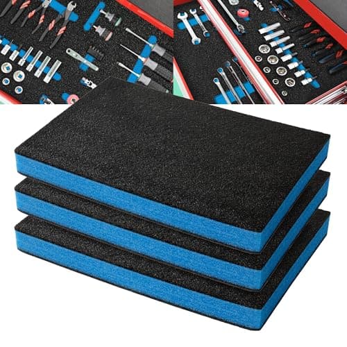 Precision Defined Tool Box Foam - Protective Inserts, Polyethylene Tool Foam, Cushion Insert for Toolboxes - 18" Black/Blue (3 pack)  
Precision Defined Tool Box Foam - Protective Inserts, Polyethylene Tool Foam, Cushion Insert for Toolboxes - Black/