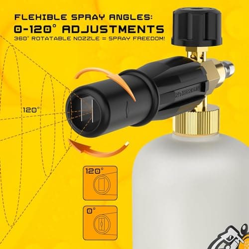 Gas & Electric Pressure Washer 1L Snow Foam Cannon Kit with 5 Nozzle Tips & Quick Connector
| Professional Snow Foam Cannon Kit 1L for Gas & Electric Pressure Washers
| 1L Bottle Snow Foam Cannon with 5 Nozzle Tips & Quick Connector for Pressure Was