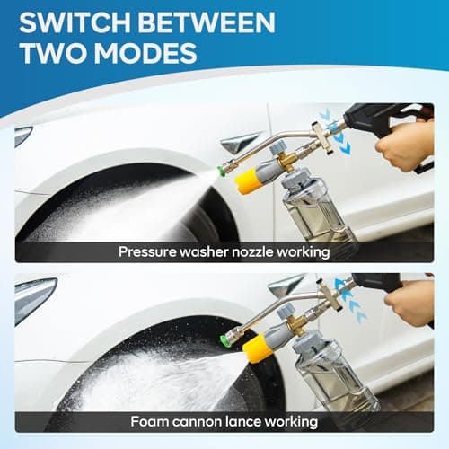 Dual-Connector Foam Cannon Attachment for Pressure Washers, 5 Nozzles, Quick Connect, Car Wash Compatible