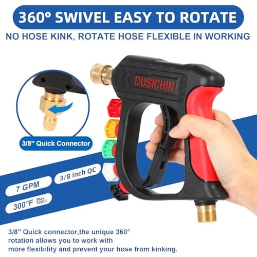 DUSICHIN Car Wash Foam Cannon Quick Connect Gun 1/4 Inch Pressure Washer Nozzle Tips Car Cleaning Tool