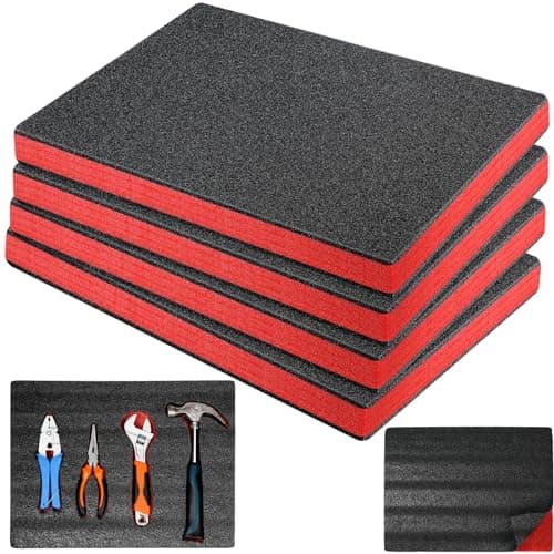 Customizable Polyurethane Foam Sheets for Craft, Tool Box, and Camera Storage (Red, Black, 16 x 12 x 1 Inch)