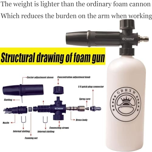 GDHXW Quick Connect 5000PSI Short Pressure Washer Gun, 5 Nozzle Tips, Light Duty Foam Cannon