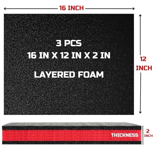 3Pack 16x12x2 Inch Tool Box Foam Inserts for Cases
| Polyethylene Storage Sheets for Toolbox Hard Case by Kaizen Organizer
| Tool Shadow Insert for Tool Box by Kaizen Organizer