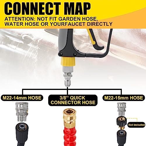 High Pressure Tool Daily Foam Cannon 5000 PSI Pressure Washer Gun with Quick Connect Swivel
| Versatile Tool Daily Foam Cannon Pressure Washer Gun 5000 PSI 1.5 Liter Quick Connect Foam Blaster
| Professional Tool Daily M22 Quick Connect 1/4 Inch Pre