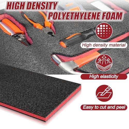 Easy Cut Tool Box Foam High Density Polyethylene Organizer for Wardrobe Cabinets
| High Density Polyethylene Shadow Foam Inserts for Tool Box Crafts
| 2|5" x 15.7" x 1" Tool Box Foam Organizer for Toolboxes and Cabinets