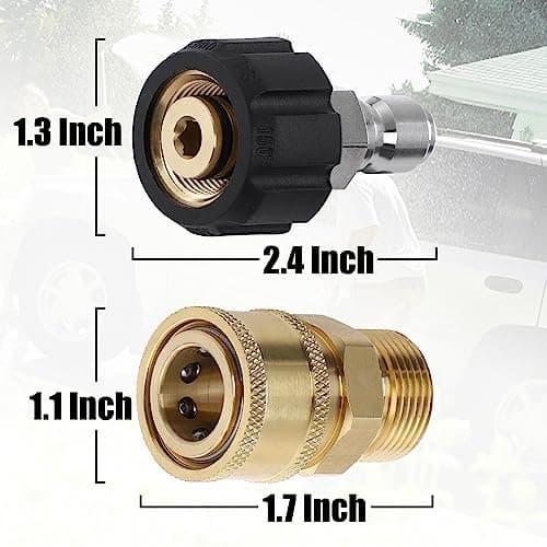 Pressure Washer Adapter Set for Quick Connect, M22 14mm to M22 Metric Fitting, 5000 PSI - 4 Pieces