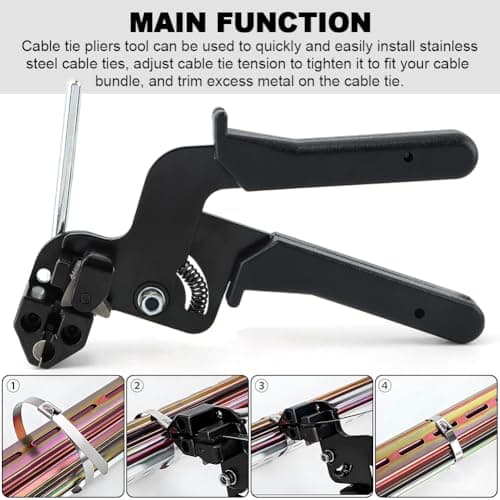 Stainless Steel Zip Tie Gun and Screwdriver Set (Black+Red)