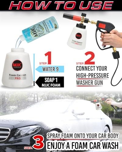MJJC Foam Cannon Pro V2.0 - Thick Snow Foam for Pressure Washer (1/4" Quick Connector + SOAP Sample)