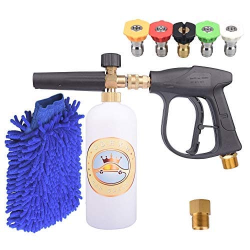 GDHXW Pressure Washer Gun & Foam Cannon with 5 Nozzles & 2 Conversion Adapters, Cleaning Gloves Included