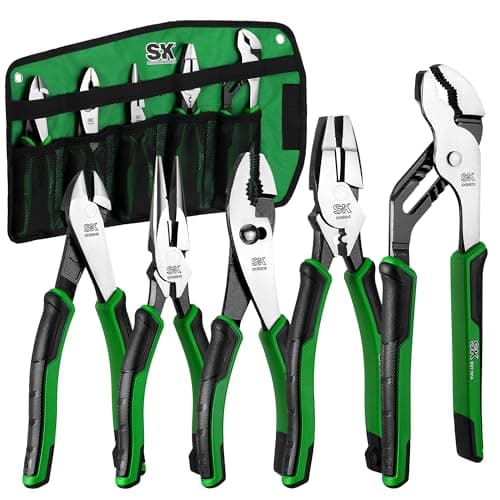 SK Premium 5-Piece Pliers Set: 8" Long Nose, 9.5" Linesman, 8" Slip Joint, 8" Diagonal, 10" Groove Joint, EVA Foam Organ