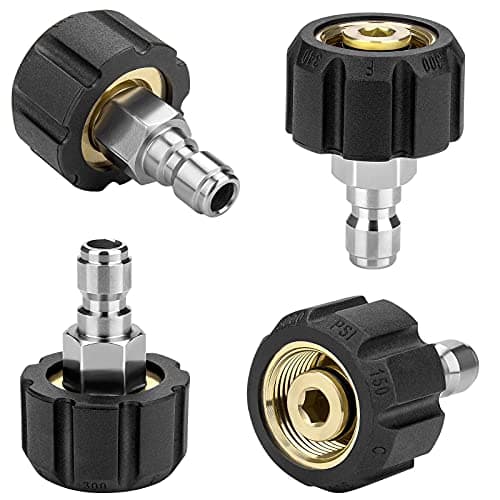 2 Pair M22 Pressure Washer Adapter, 1/4" Quick Connect, Fit 5000 PSI Nozzles & Hoses
