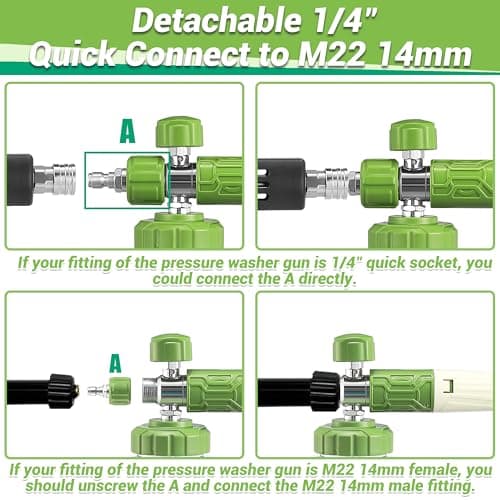 M MINGLE Foam Cannon Dual-Connector Wand for Pressure Washer - 3600 PSI