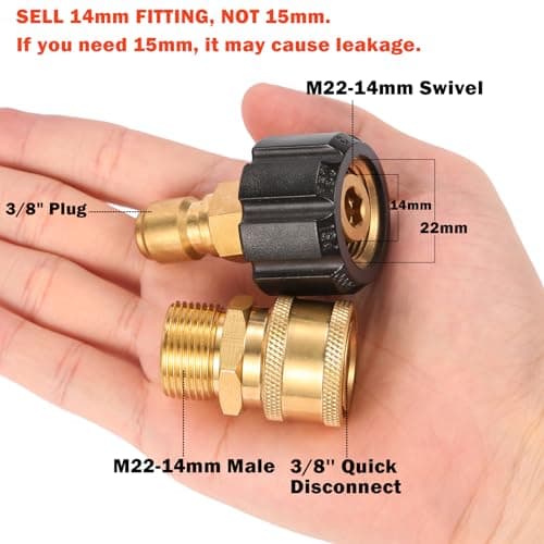 Quick Connect Fittings M22 14mm to 3/8 Inch, 2 Pieces