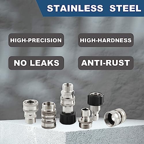 Stainless Steel Pressure Washer Quick Connect Kit, 8 Pack