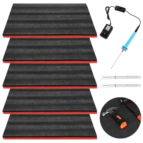 Homaisson Tool Box Foam Sets for Mechanic Storage - 5 Liners, 1 Cutter, 2 Markers, Adjustable Organizers, Non-Slip Mats, 18.1x11.8x1"  

Homaisson Tool Box Foam Sets for Home Workshop - 5 Liners, 1 Cutter, 2 Markers, Adjustable Organizers, Non-Slip M