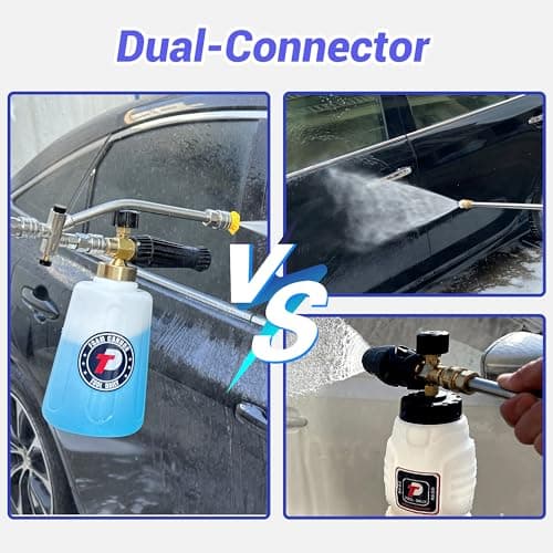 Double Tip Attachment Pressure Washer Foam Cannon, 3600 PSI, 5 Nozzles, Quick Connect, Dual Lance Soap Cannon
| Pressure Washer Foam Cannon for Dual Lances, 3600 PSI, 5 Nozzle Power Sprayer, Quick Connect, Double Tip Attachment
| 3600 PSI Pressure W