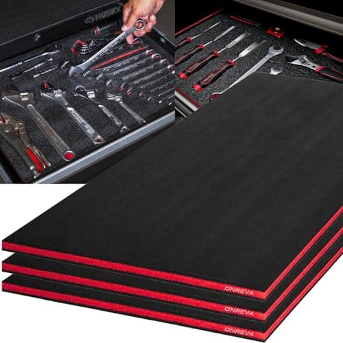 Kaizen Organizer Tool Box Foam 3Pack 48x24x1 inch, Foam Inserts for Cases, Polyethylene Storage Sheets for Toolbox Hard Case