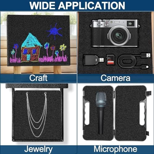 MYFAMIREA 3 PCS High Density Foam Pads for Case, Tool Game Box, Camera, Jewelry, DIY Craft, Black